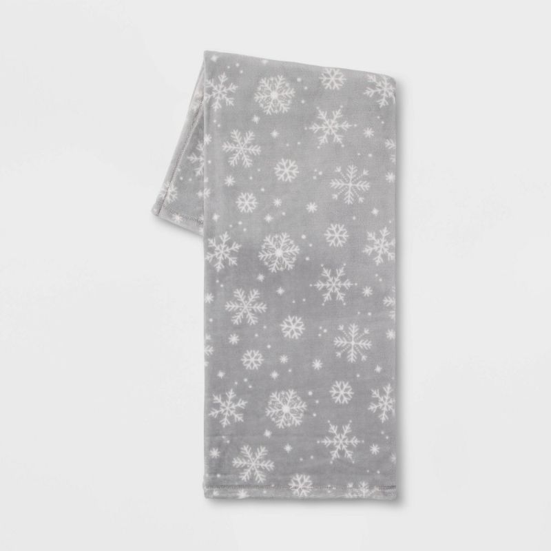 Photo 1 of Snowflake Printed Plush Throw Blanket - Wondershop 