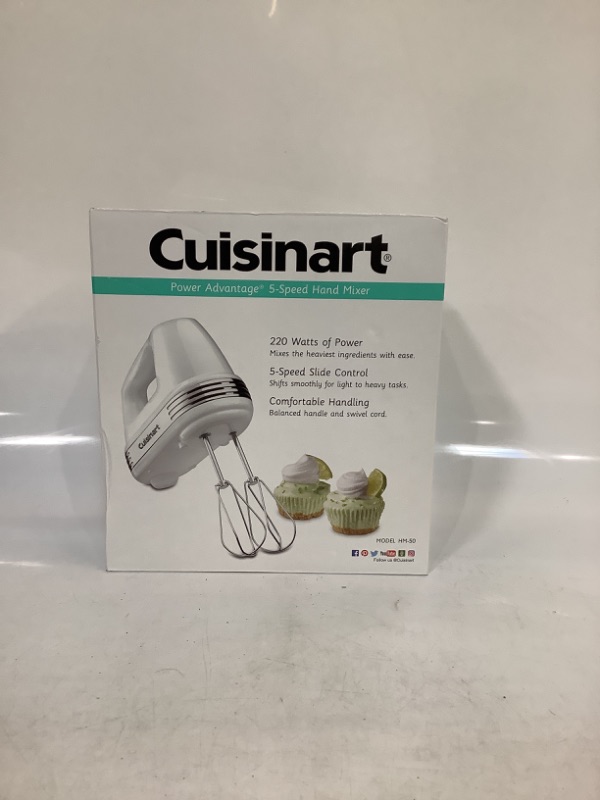 Photo 2 of Cuisinart HM-50 Power Advantage 5-Speed Hand Mixer, White 5-Speed White