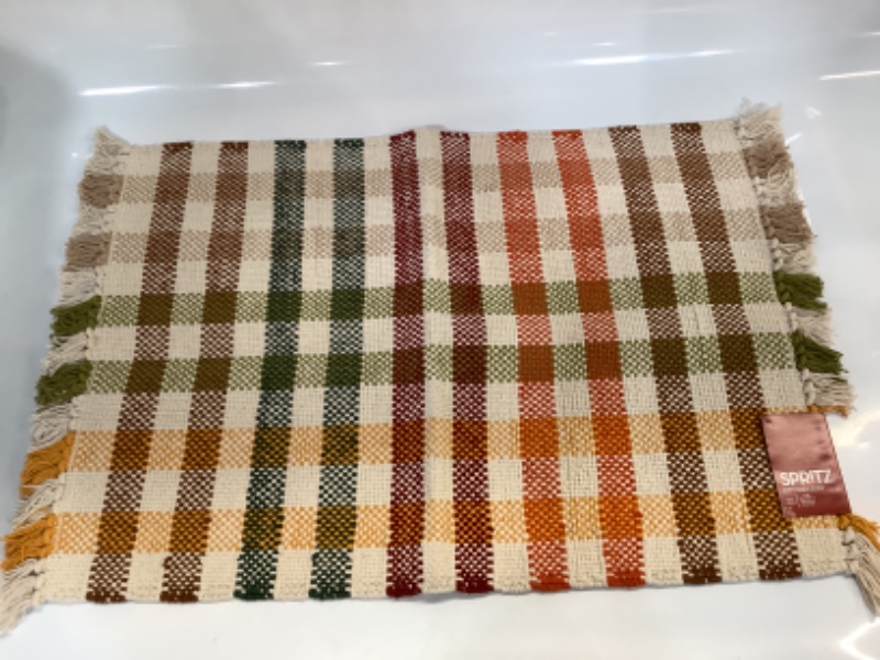 Photo 1 of Spritz 20 x 34 Kitchen Rug Orange Plaid 