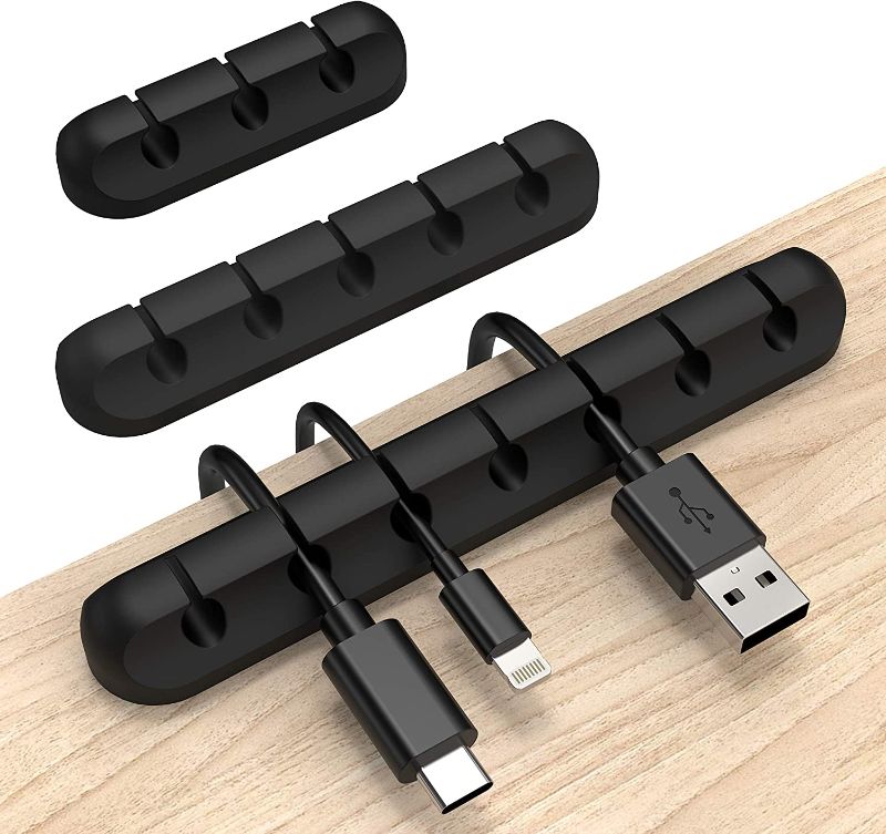 Photo 1 of Cable Clips, INCHOR Cable Organizer Cord Holder for Desk, Charging Cable Holder Cord Clips, Nightstand Cord Organizer Cable Management Wire Clip 4 Slots 