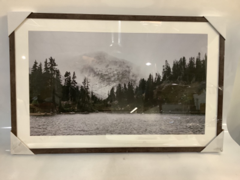 Photo 2 of 34" x22" Misty Mountain Lake Framed Under Plexi Poster Print - Threshold designed with Studio McGee