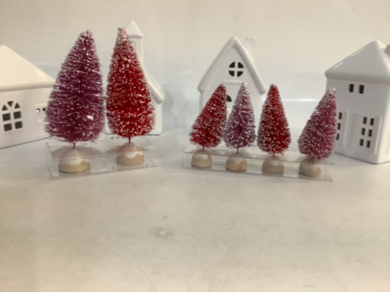 Photo 2 of White Light Up Ceramic Christmas Village With Trees 