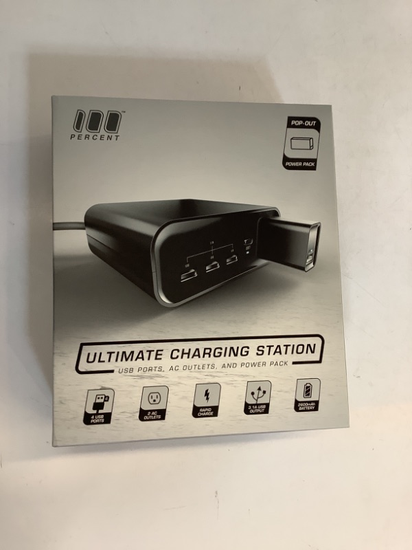 Photo 2 of 100 PERCENT MPU901 Wall Charging USB Station With Portable Battery that Slides Out, On-The-Go USB Power Pack 