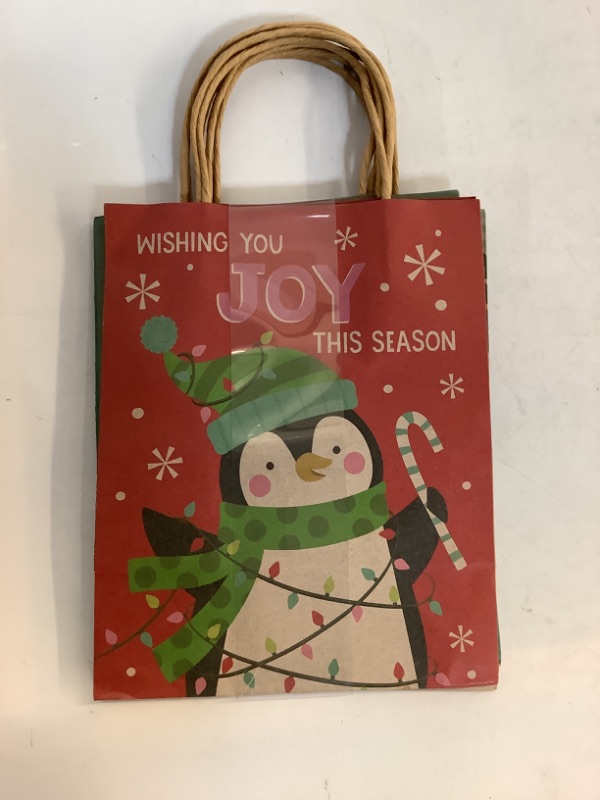 Photo 2 of 5pk Kraft Bags Christmas Theme 