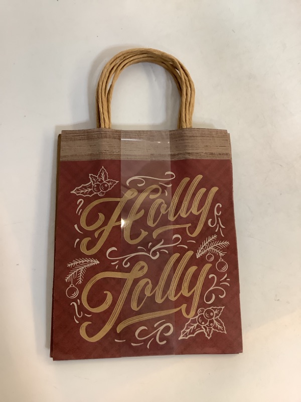 Photo 2 of 5pk Kraft Bag Christmas Print 