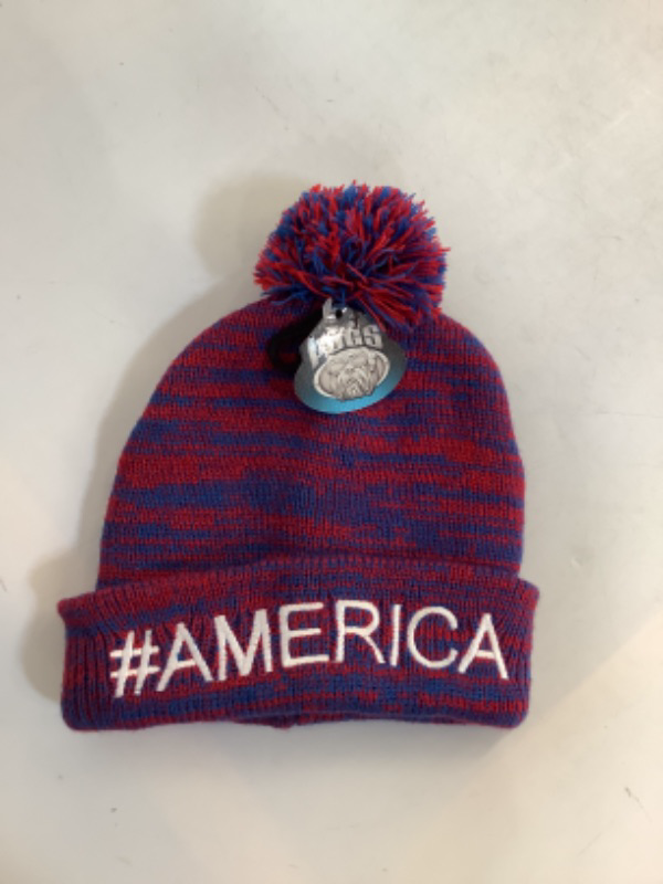 Photo 3 of Pugs #AMERICA Pom Pom Knit Red Blue Beanie Hat 