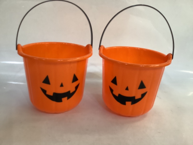 Photo 1 of 2PK Orange Jack o Lantern Treat Pails 