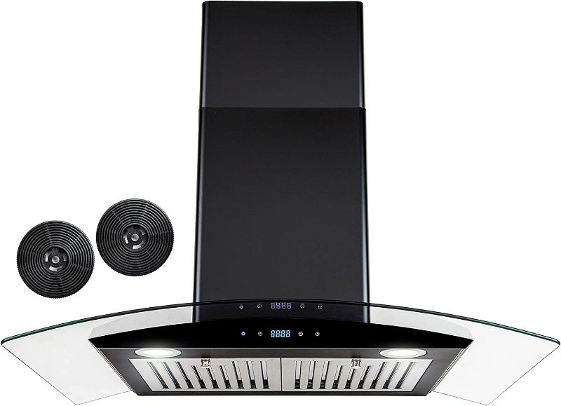 Photo 1 of AKDY 217 CFM Convertible Wall Mount Range Hood with Tempered Glass and Carbon Filters