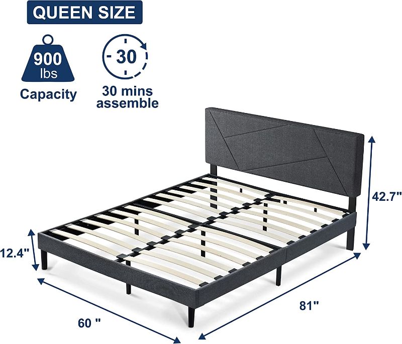 Photo 2 of Molblly Queen Size Platform Bed Frame with Headboard and No Box Spring Needed