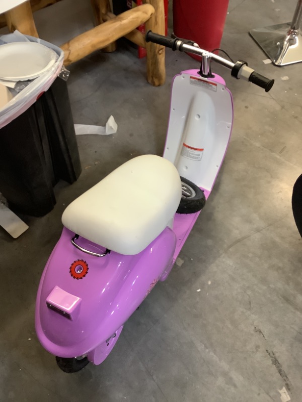 Photo 2 of Razor Pocket Mod - Kiki Purple, 24V Miniature Euro-Style Electric Scooter with Seat, Vintage-Inspired Design, Up to 15 mph and Up to 40 min Ride Time