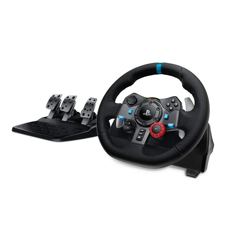 Photo 1 of Logitech G29 Driving Force Racing Wheel and Floor Pedals, Real Force Feedback Stainless Steel Paddle Shifters, Leather Steering Wheel Cover, Adjustable Floor Pedals