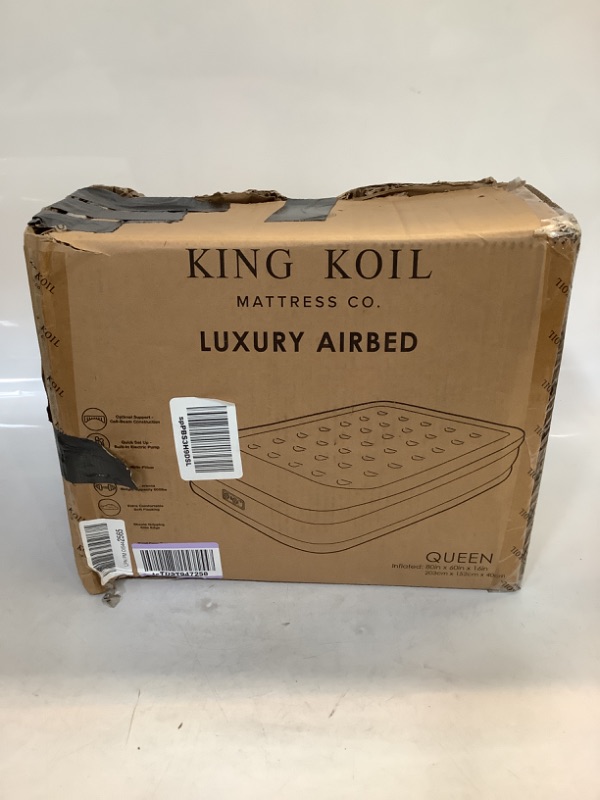 Photo 3 of King Koil Luxury Air Mattress Queen with Built-in Pump for Home, Camping & Guests - 20” Queen Size Inflatable Airbed Luxury Double High Adjustable Blow Up Mattress, Durable Portable Waterproof