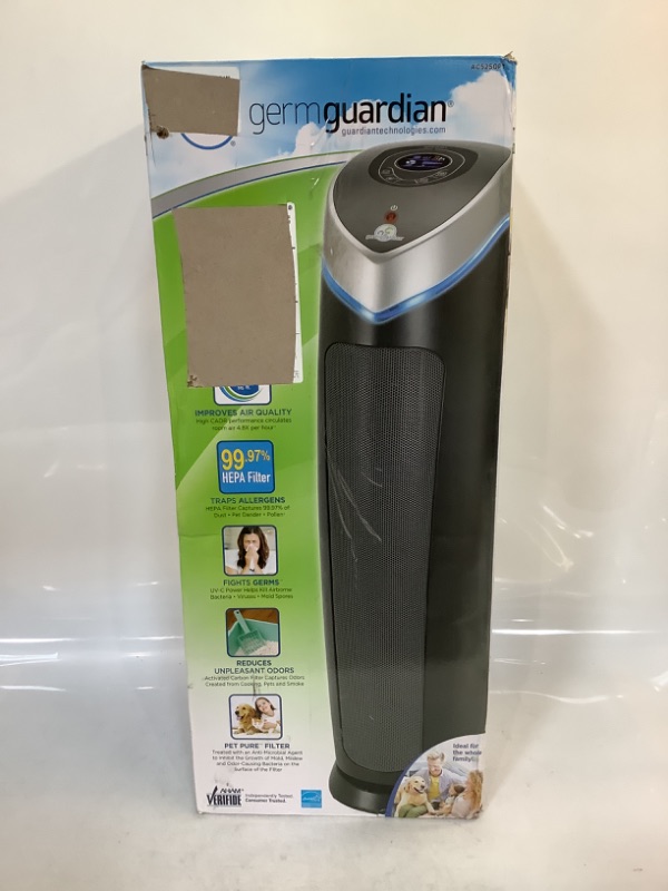 Photo 2 of Germ Guardian Air Purifier for Homes with Pets, H13 Pet HEPA Filter, Removes Pet Dander, Dust, Allergens, Smoke, Pollen, Odors, Mold, UV-C Light Helps Kill Germs, 28 Inch, Dark Gray, AC5250PT