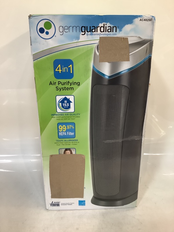 Photo 2 of Germ Guardian Air Purifier with HEPA 13 Filter, Removes 99.97% of Pollutants, Covers Large Room up to 743 Sq. Foot Room in 1 Hr, UV-C Light Helps Reduce Germs, Zero Ozone Verified, 22", Black, AC4825E 1 Pack Black