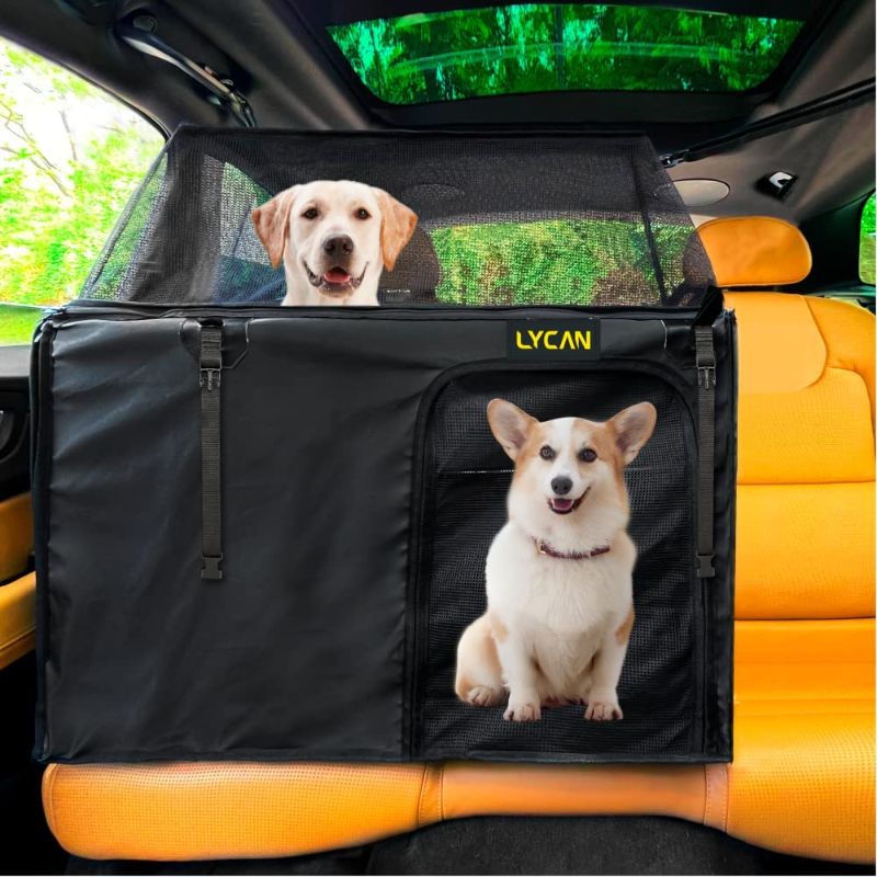 Photo 1 of Dog Car Seat for Medium Dogs Premium Mesh Roof Cover for Anti Separation Anxiety in Dog- LYCAN PET seat Cover for Back seat Half Hammock -Protection Pet Hair Mesh Roof Foldable Washable Water Proof