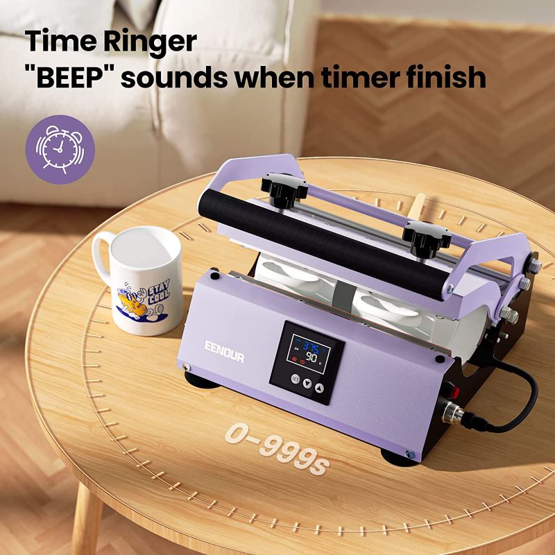 Photo 4 of EENOUR Tumbler Mug Heat Press Machine 30oz, 20oz, 16oz Sublimation Straight Blank Skinny Tumbler Glass Jar Can - DIY Heat Transfer Vinyl with Temp & Timer Setting for 11-16oz Coffee/Ceramic Mugs - Purple