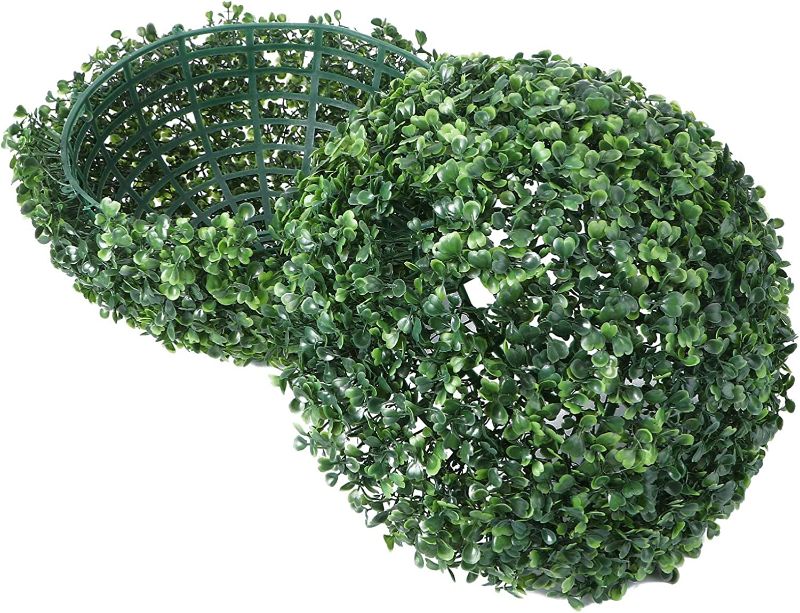 Photo 3 of KESYOO Topiary Ball Artificial Boxwood Ball Faux Topiary Plant Plastic Topiary Tree Substitute Greenery Hanging Decoration Ornament for Wedding Home Decoration 23cm