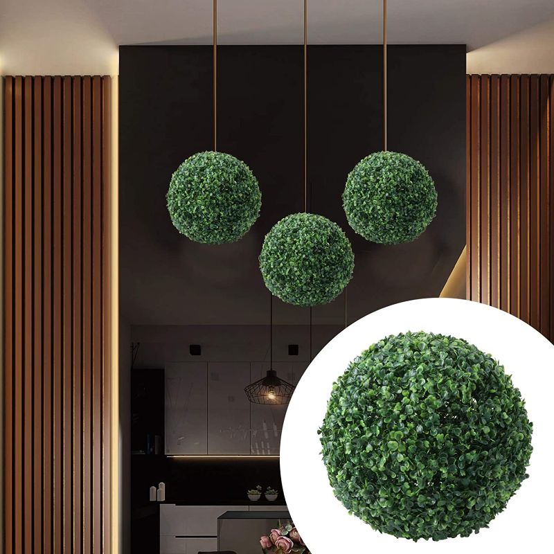 Photo 1 of KESYOO Topiary Ball Artificial Boxwood Ball Faux Topiary Plant Plastic Topiary Tree Substitute Greenery Hanging Decoration Ornament for Wedding Home Decoration 23cm