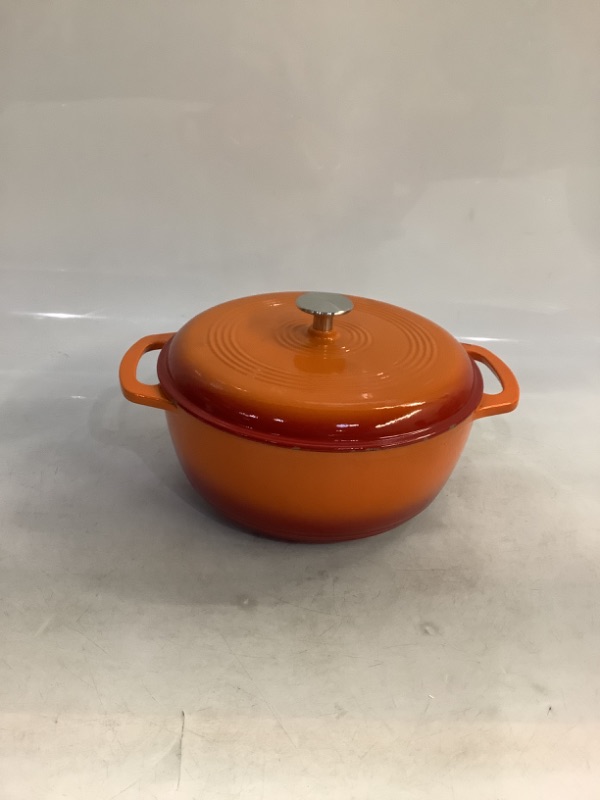 Photo 4 of Amazon Basics Enameled Cast Iron Covered Dutch Oven, 6-Quart, Orange