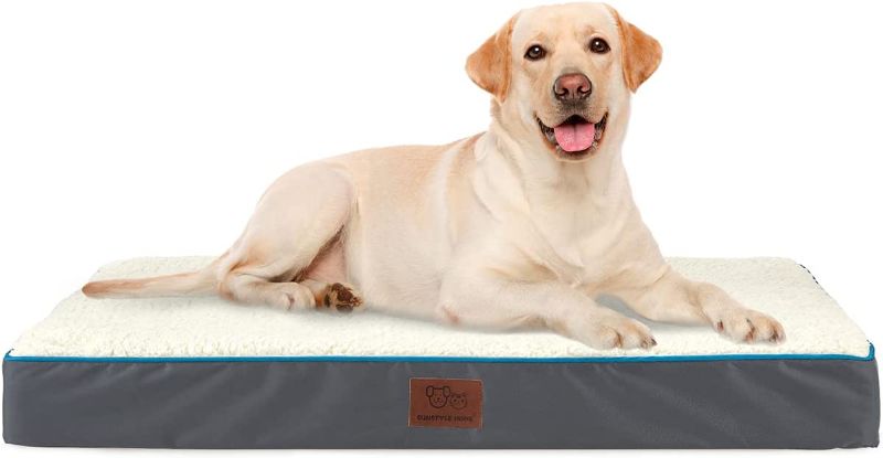 Photo 1 of SunStyle Home Orthopedic Foam Dog Bed for Large & X-Large Dogs Up to 100lbs with Waterproof Removable Cover, Mattress Pet Mat Bed for Dogs & Cats - Orthopedic Egg Crate Foam Platform, Grey