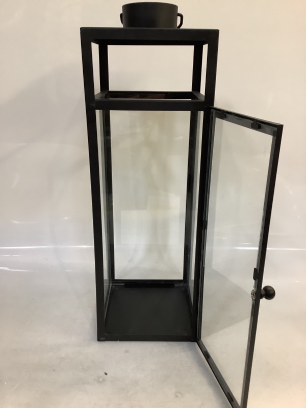 Photo 2 of 16" x 7" Decorative Metal Lantern Candle Holder Matte Black - Threshold