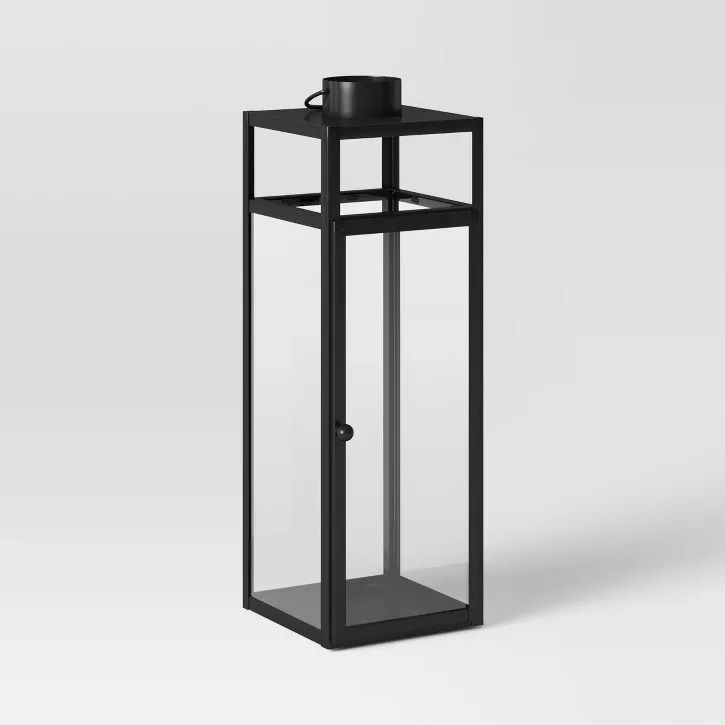 Photo 1 of 16" x 7" Decorative Metal Lantern Candle Holder Matte Black - Threshold