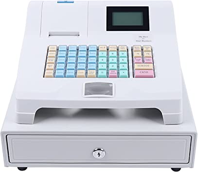 Photo 1 of SHIOUCY Cash Register - Electronic POS System with 4 Bill 5 Coin,Removable Tray and Thermal Printer,48-Keys 8-Digital LED Display Multifunction for Small Businesses