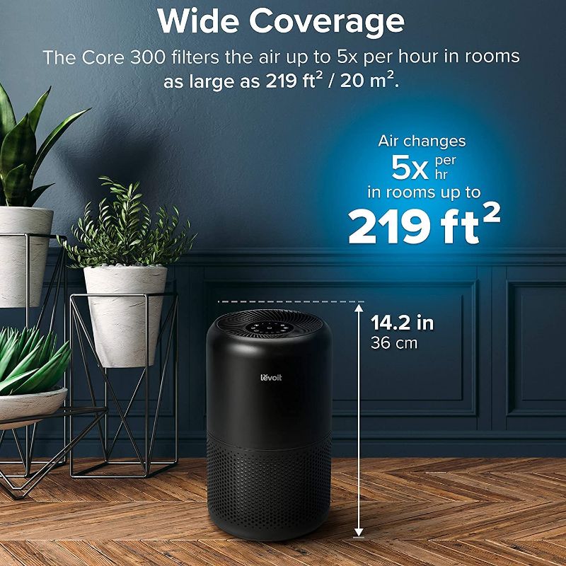 Photo 2 of LEVOIT Air Purifier for Home Allergies Pets Hair in Bedroom, H13 True HEPA Filter, 24db Filtration System Cleaner Odor Eliminators, Ozone Free, Remove 99.97% Dust Smoke Mold Pollen, Core 300, Black