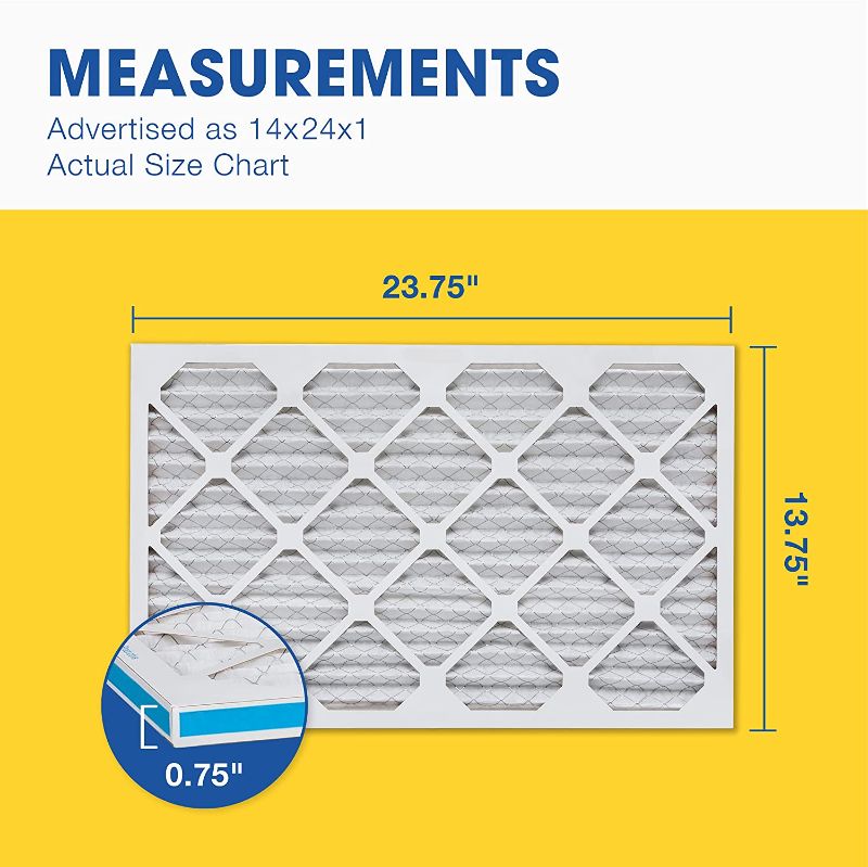 Photo 2 of Aerostar 14x24x1 MERV 13 Pleated Air Filter, AC Furnace Air Filter, 6 Pack (Actual Size: 13 3/4"x 23 3/4" x 3/4")