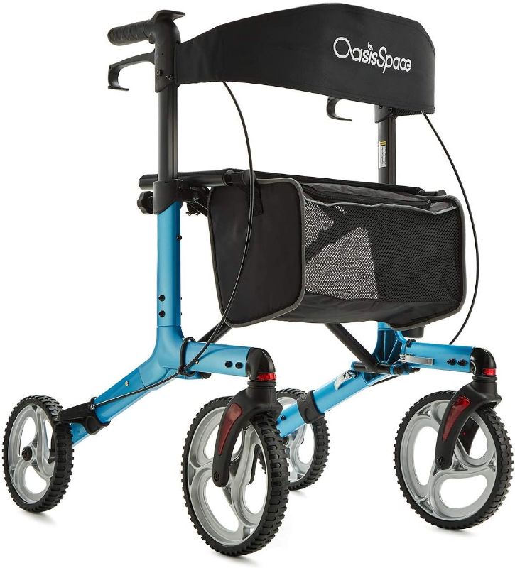 Photo 1 of OasisSpace Aluminum Rollator Walker with Seat, Rollator Walker for Senior Lightweight Easy Folding with 10'' Wheels and Wide Seat Backing