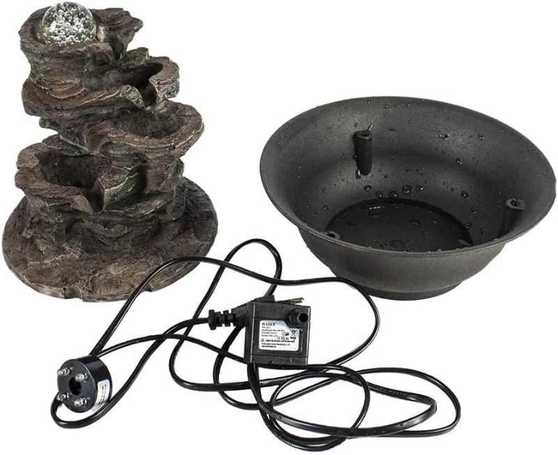 Photo 3 of Ferrisland 4-Tier Tabletop Water Fountain with Cascading Rock Waterfall and LED Lights for Office Home Décor