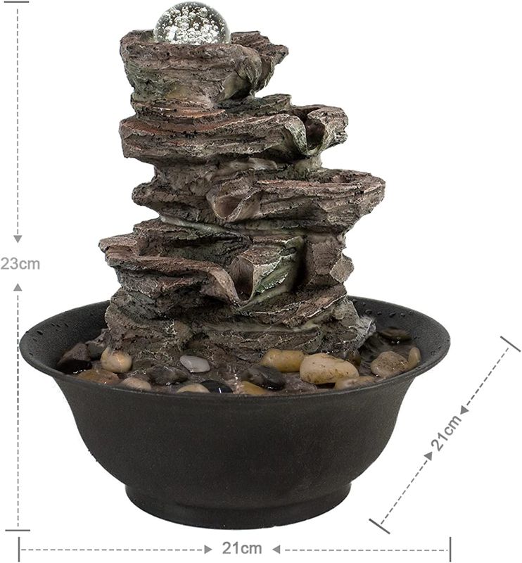 Photo 2 of Ferrisland 4-Tier Tabletop Water Fountain with Cascading Rock Waterfall and LED Lights for Office Home Décor