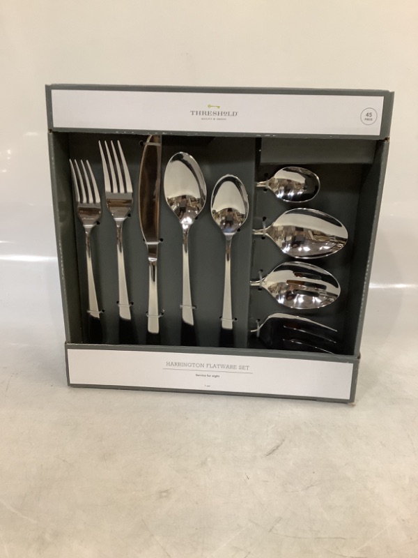 Photo 2 of 45pc Harrington Flatware Set Silver - Threshold