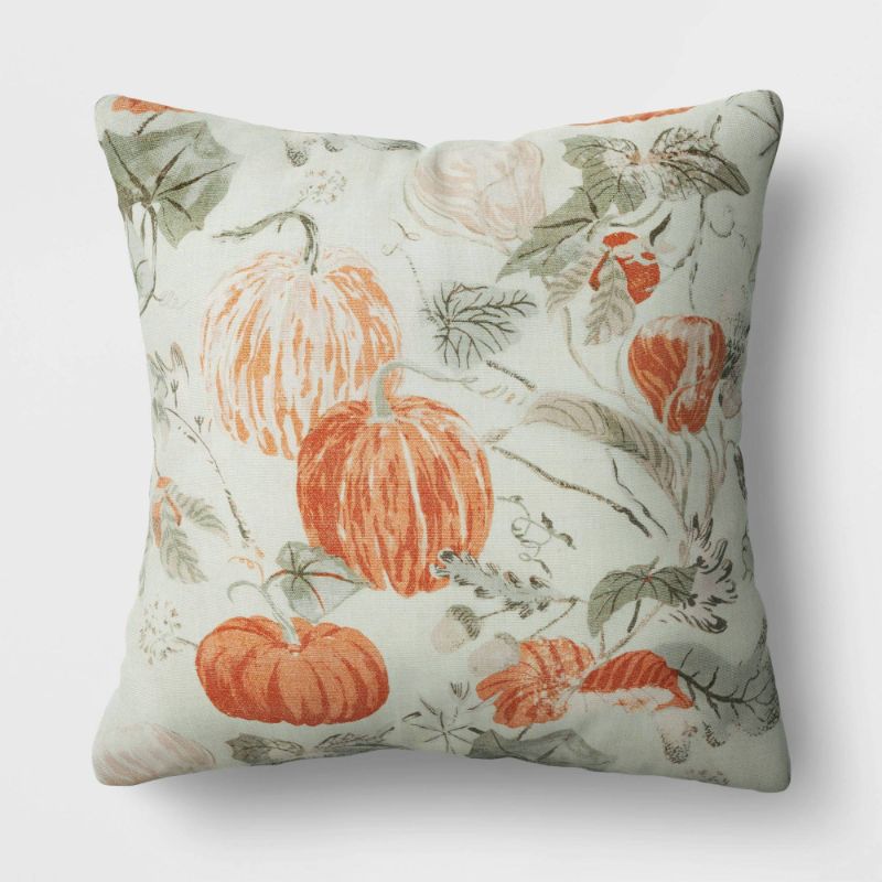 Photo 1 of Threshold Woven Pumpkin Square Throw Pillow Orange