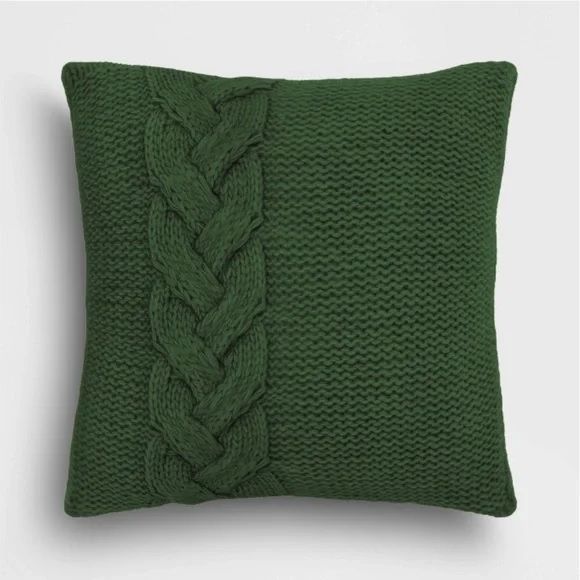 Photo 1 of Oversized Threshold Knit Forest Green Throw pillow