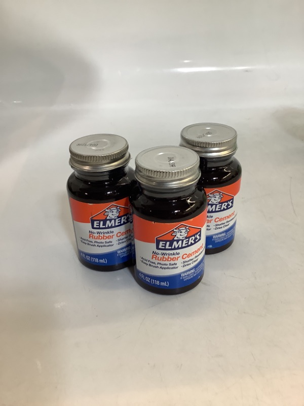 Photo 2 of 3Pk LOT Elmers Rubber Cement 4 Oz