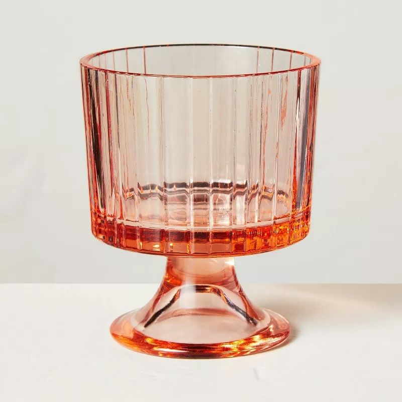 Photo 1 of 8oz Fluted Glass Parfait Cup Pink - Hearth & Hand with Magnolia