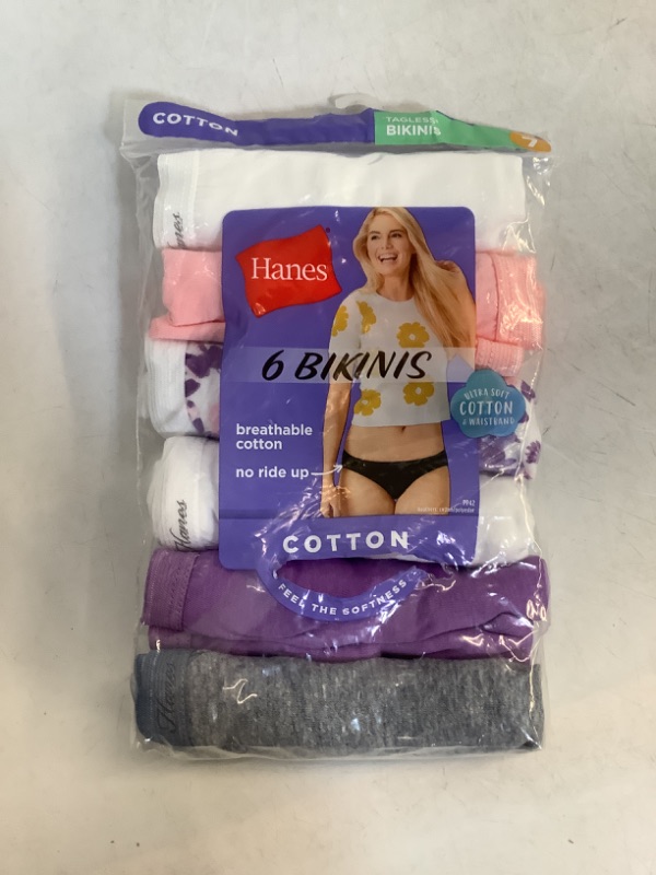 Photo 2 of Hanes Women's Bikini Panties, Cotton Bikini Underwear Multi-Pack 6 Pack Size 7/L