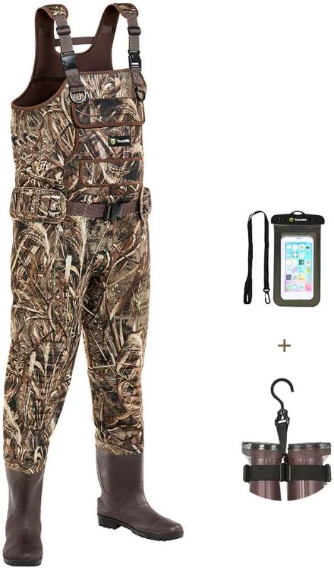 Photo 1 of Chest Waders with Boots Hanger for Men, Realtree MAX5 Camo Waterproof Fishing Bootfoot Waders for Fishing & Hunting SHOE SIZE 10 BODY SIZE ~M