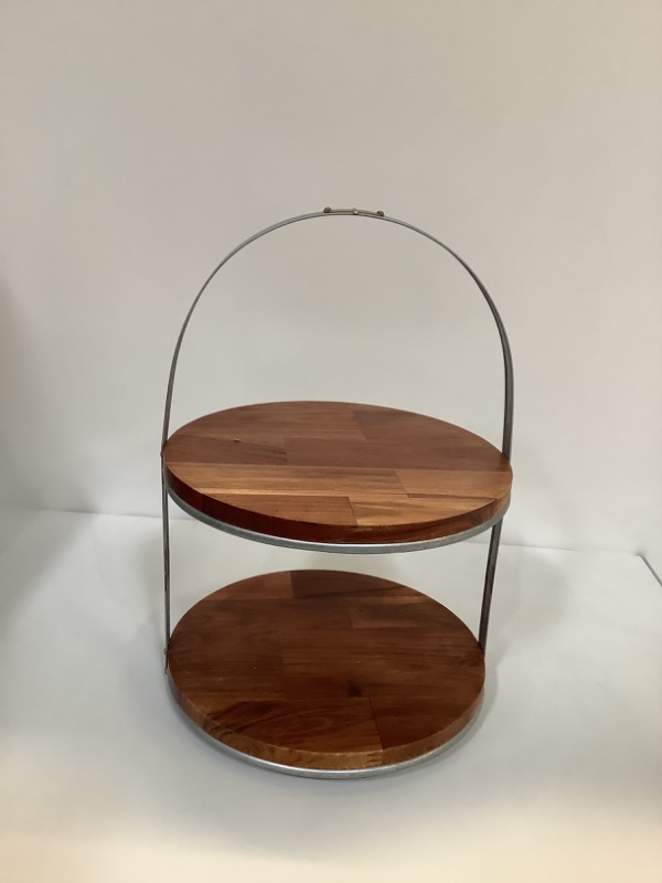 Photo 2 of 2-Tier Wood & Metal Cake Stand - Hearth & Hand with Magnolia
