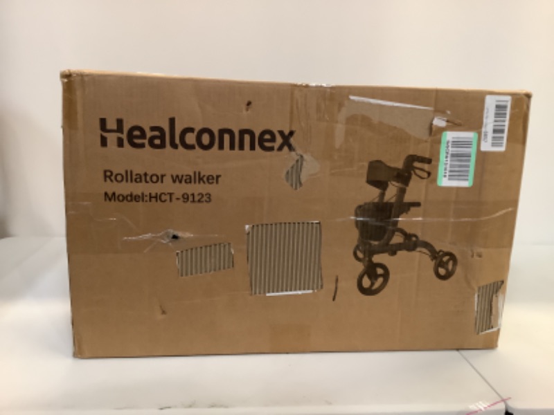 Photo 4 of Healconnex Rollator Walkers for Seniors-Folding Rollator Walker with Seat and Four 8-inch Wheels-Medical with Comfort Handles and Thick Backrest-Lightweight Aluminium Frame and Basket