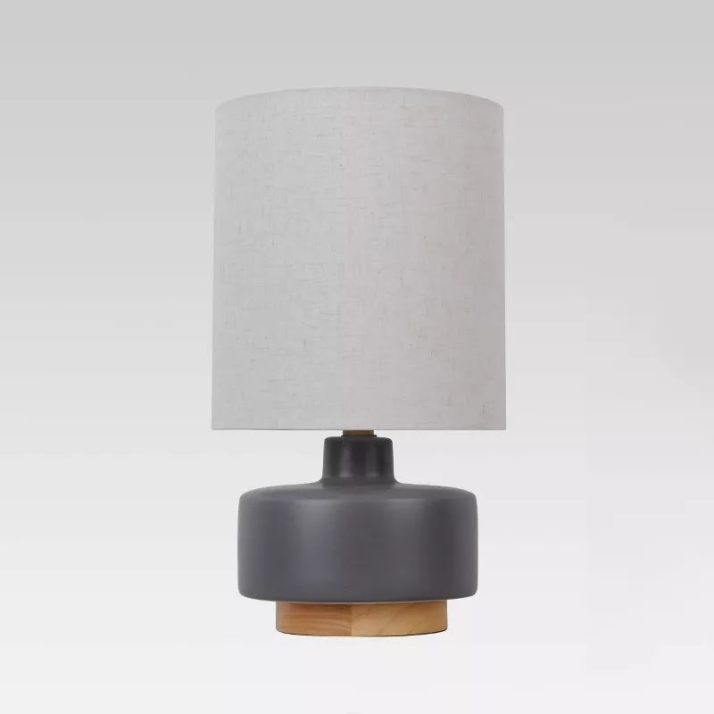 Photo 1 of Ceramic Table Lamp with Wood Base - Threshold