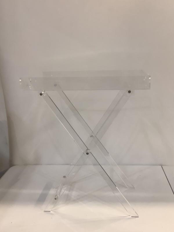 Photo 4 of Designstyles Acrylic Folding Tray Table – Modern Chic Accent Desk - Kitchen and Bar Serving Table - Elegant Clear Design