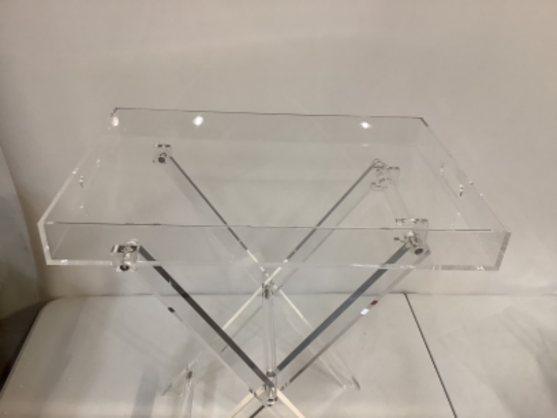 Photo 3 of Designstyles Acrylic Folding Tray Table – Modern Chic Accent Desk - Kitchen and Bar Serving Table - Elegant Clear Design