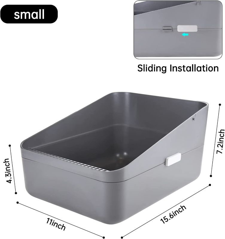 Photo 2 of Sfozstra Open Litter Box,Prevent Sand Leakage, Durable High Side Sifting Litter Box for Small Cats ,Secure and Odor Litter Box, Removable Litter Box, Easy to Clean (Dark Grey Small)