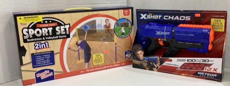 Photo 1 of 2 PCS VOLLEYBALL GAME SET AND X SHOT GUN