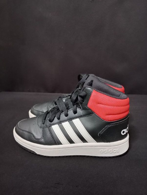 Photo 1 of KIDS ADIDAS HOOPS 2.0 RED AND BLACK BASKETBALL MIDTOPS SIZE 3.5