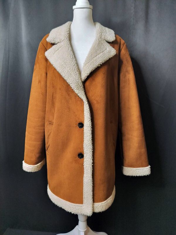 Photo 1 of WOMENS WILD FABLE FAUX SUEDE SHERPA PEACOAT SIZE M