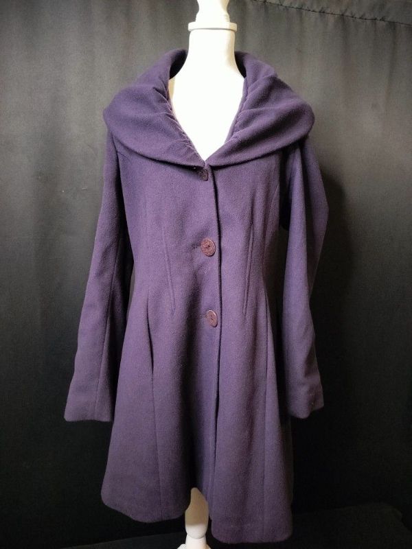 Photo 1 of WOMENS TAHARI PURPLE PEA COAT WITH LEOPARD PRINT LINING SIZE M