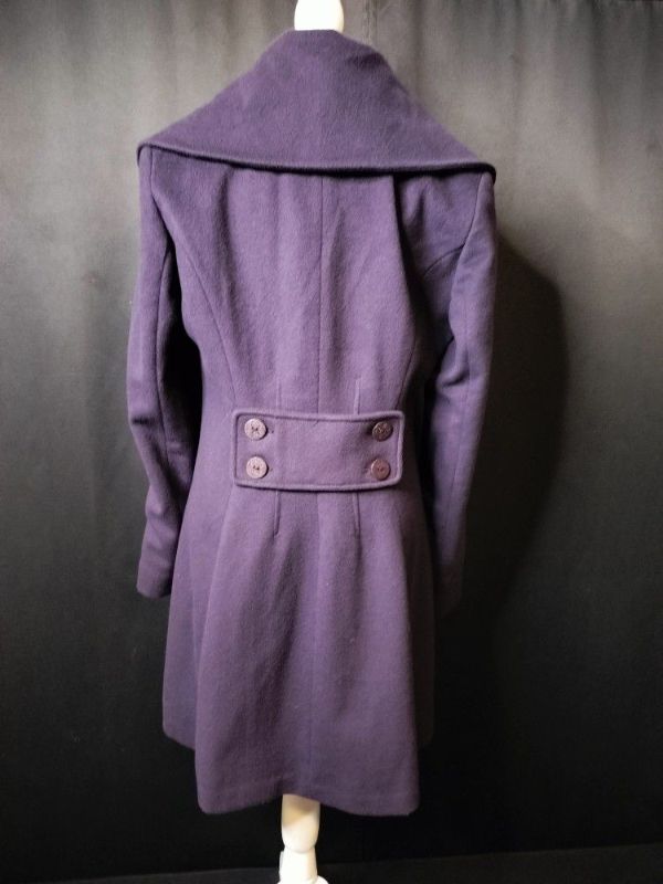 Photo 2 of WOMENS TAHARI PURPLE PEA COAT WITH LEOPARD PRINT LINING SIZE M